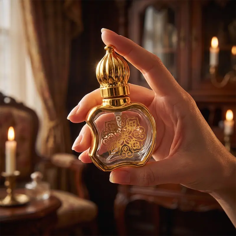 1pcs Crown Cap 8ML Glass Perfume Bottle, Middle Eastern Essential Oil Perfume Portable Dispenser, Elegant Fragrance Container