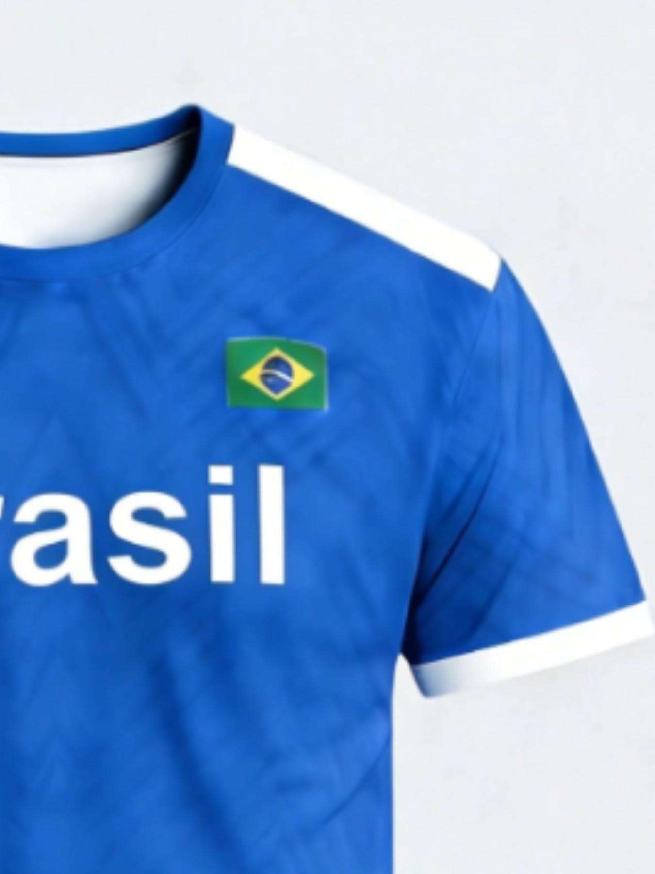 Brazilian Style Men's Soccer Jersey, Round Neck, Breathable, Ideal for Sports, Football Matches, Training, Casual Wear