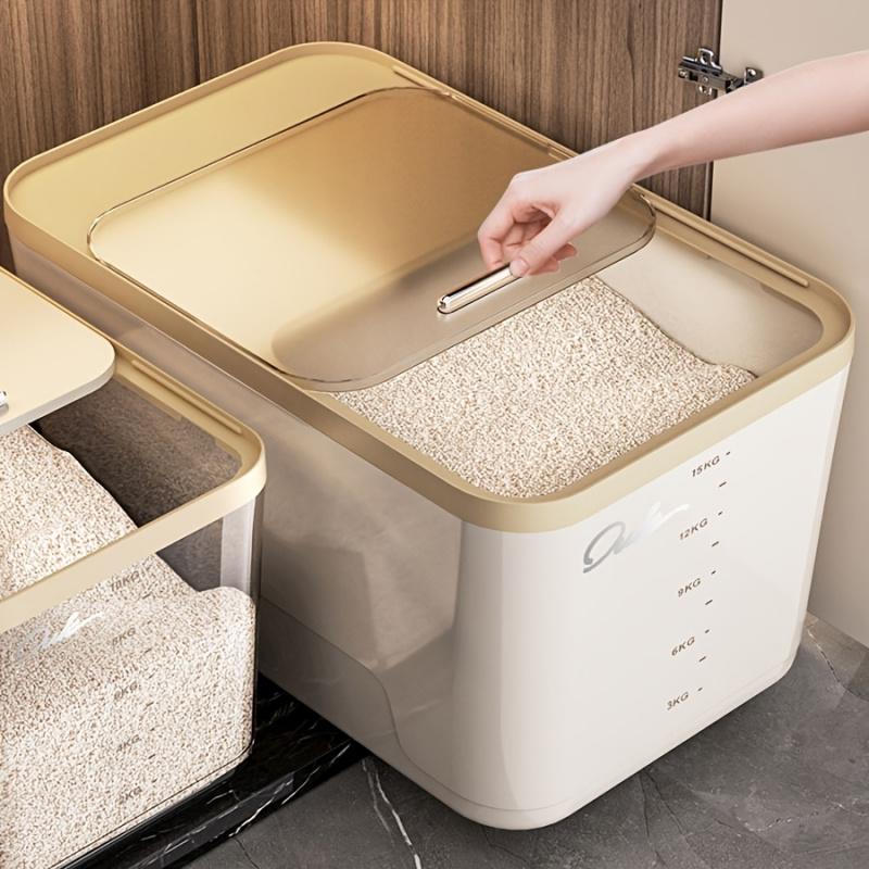 Large Food Storage Bin with Lid, 5kg Airtight Rice Dispenser for Flour, Nuts and Grains, Kitchen Organization