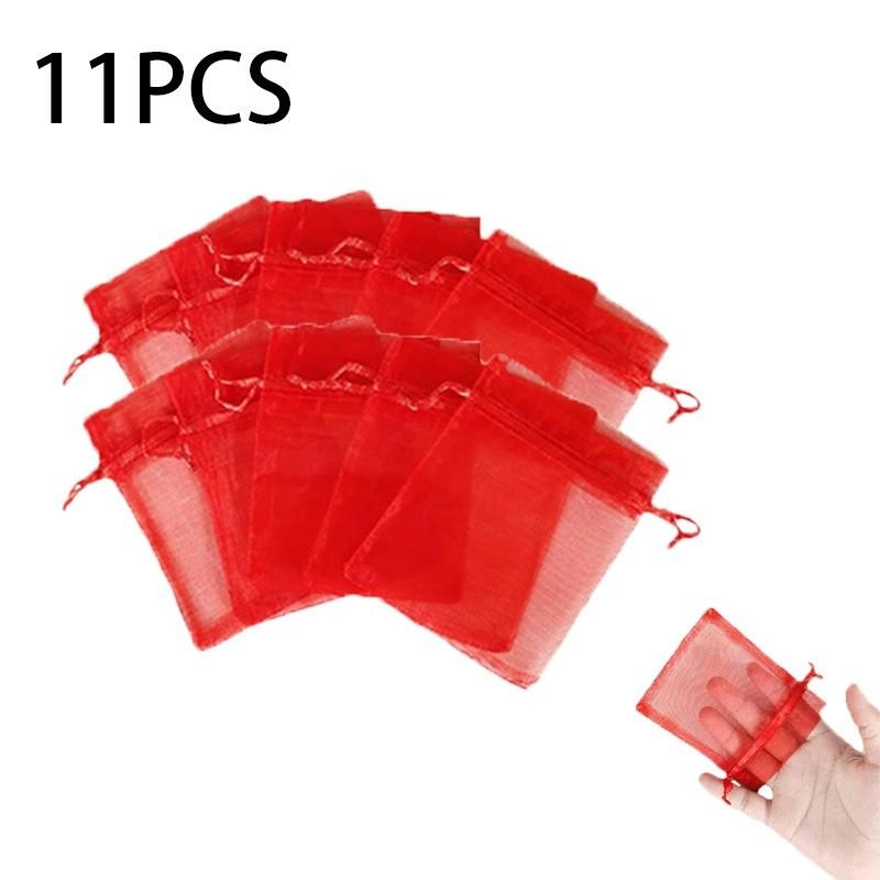 Semi-Transparent High-End Organza Mesh Bag 15cmx10cm, Drawstring Jewelry Bag, Bracelet Gift Bag for Weddings, Christmas Parties