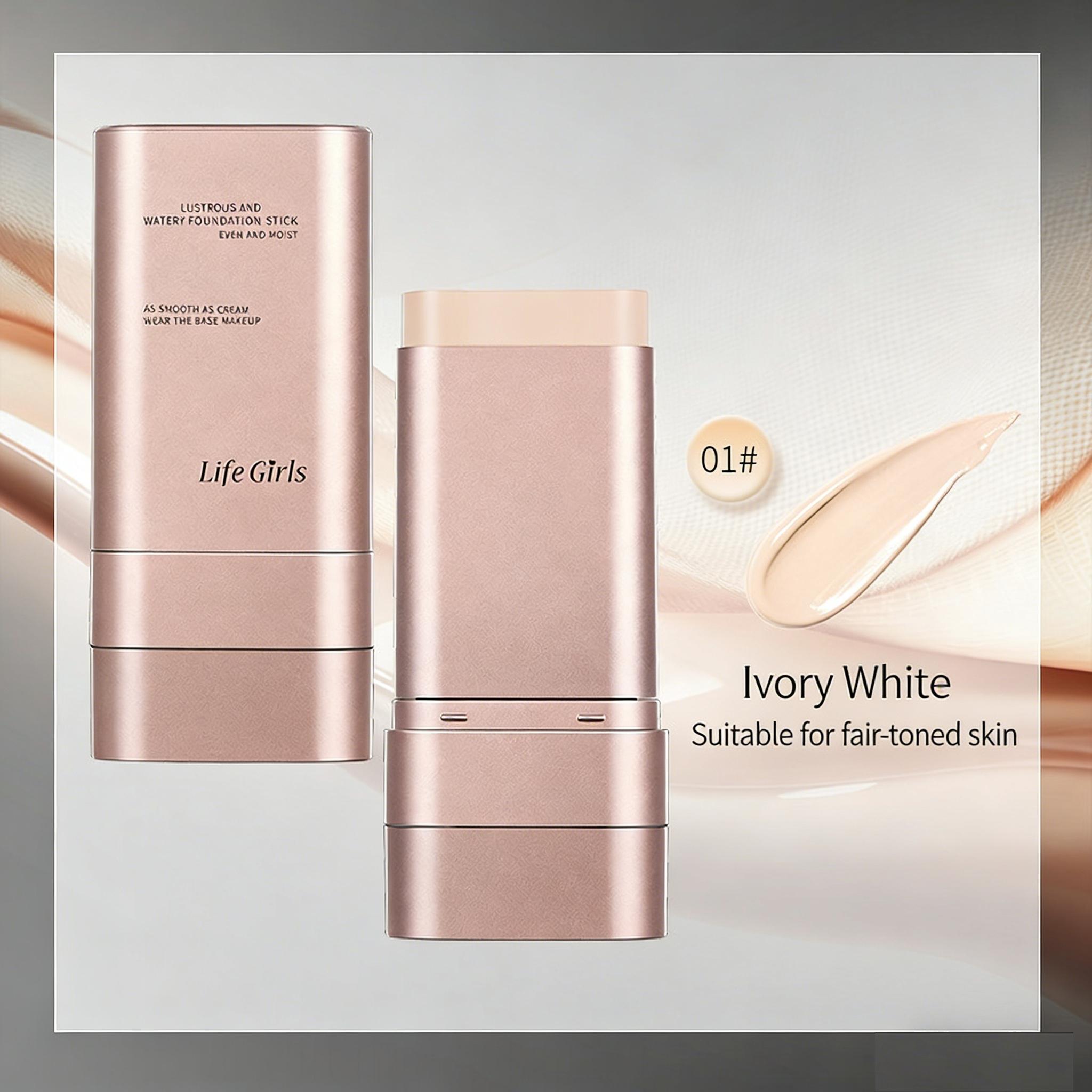 Luminous Dual-Ended Moisturizing Concealer Foundation Stick with Brushes Complimentary Puff 24H Long-Lasting Waterproof Sweatproof One-Swipe Even Flawless Base Clear Radiant Skin Foundation Stick