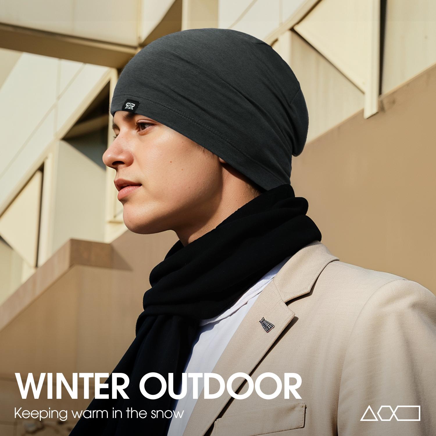 SHINEMEOTH 1/2pcs Multi-Functional Skull Cap for Men & Women High-Absorbency Running Gaming Beanie Do-Rag Unisex Helmet Liner Windproof All Seasons Outdoor Work