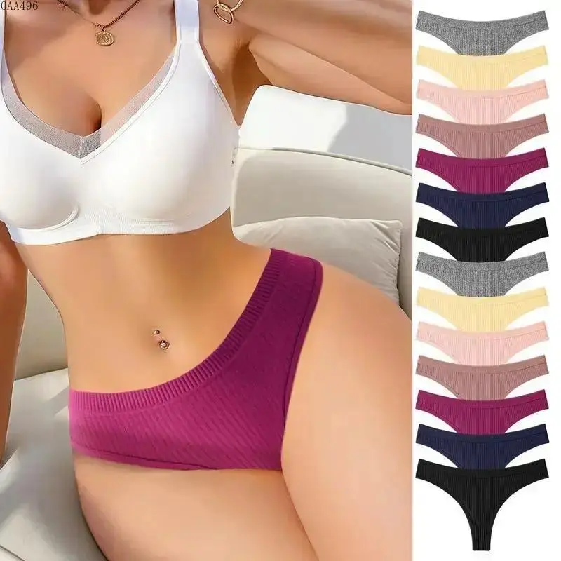 Women’s 7-14 Pack Low-Rise Seamless Cotton Thongs, tagless stretch soft cotton no-show panties in mixed colors. Breathable natural lightweight fabric with sleek fit, invisible under outfits, ideal for workouts, beach days, daily work and all casual wear.
