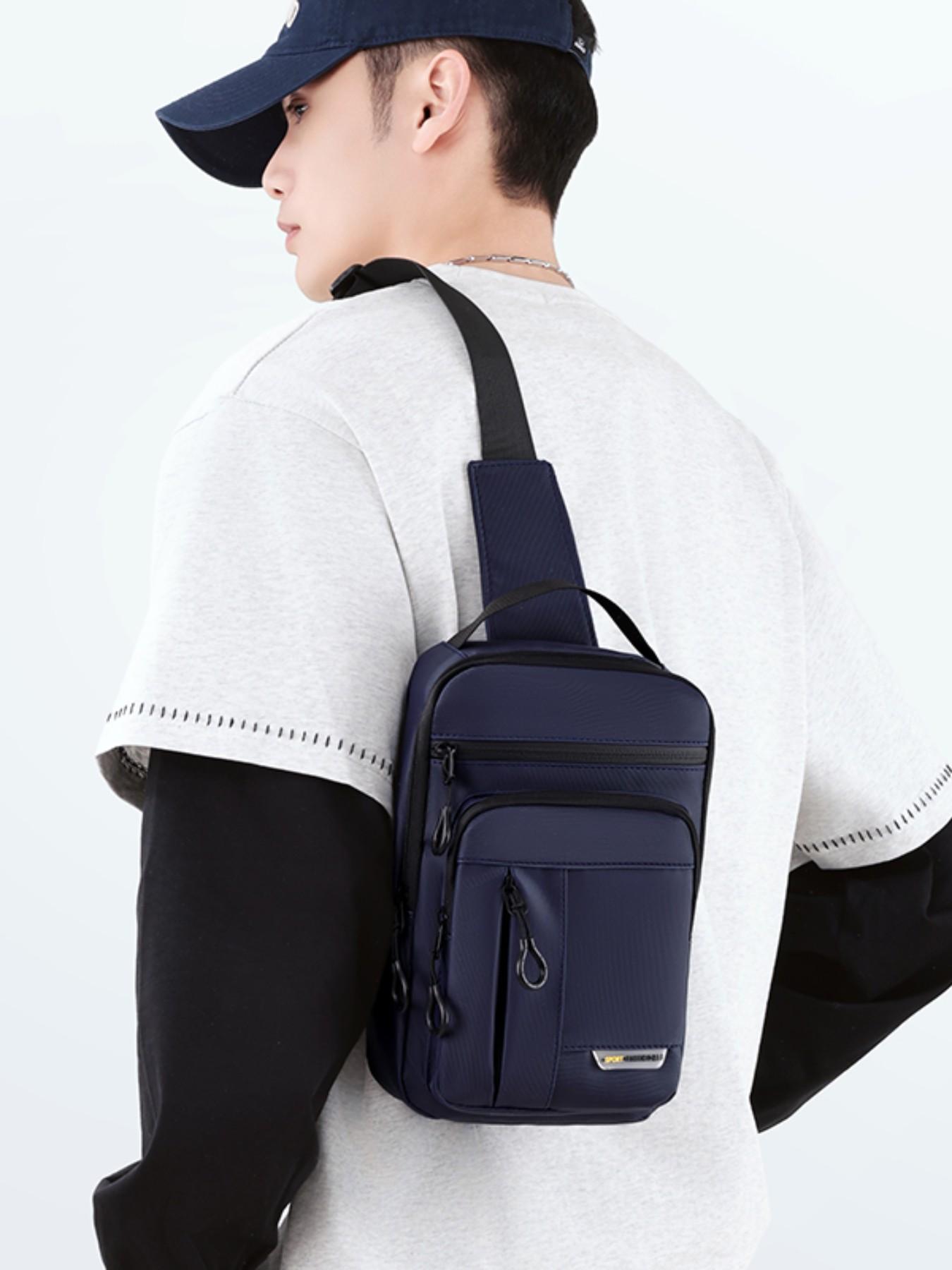 Simple Multi-Layer Durable Nylon Chest Bag, Versatile Bag, Fits Phone Charger Wallet Keys Card, Large Capacity Shoulder Crossbody, Casual Commute Outdoor, Essential Pack