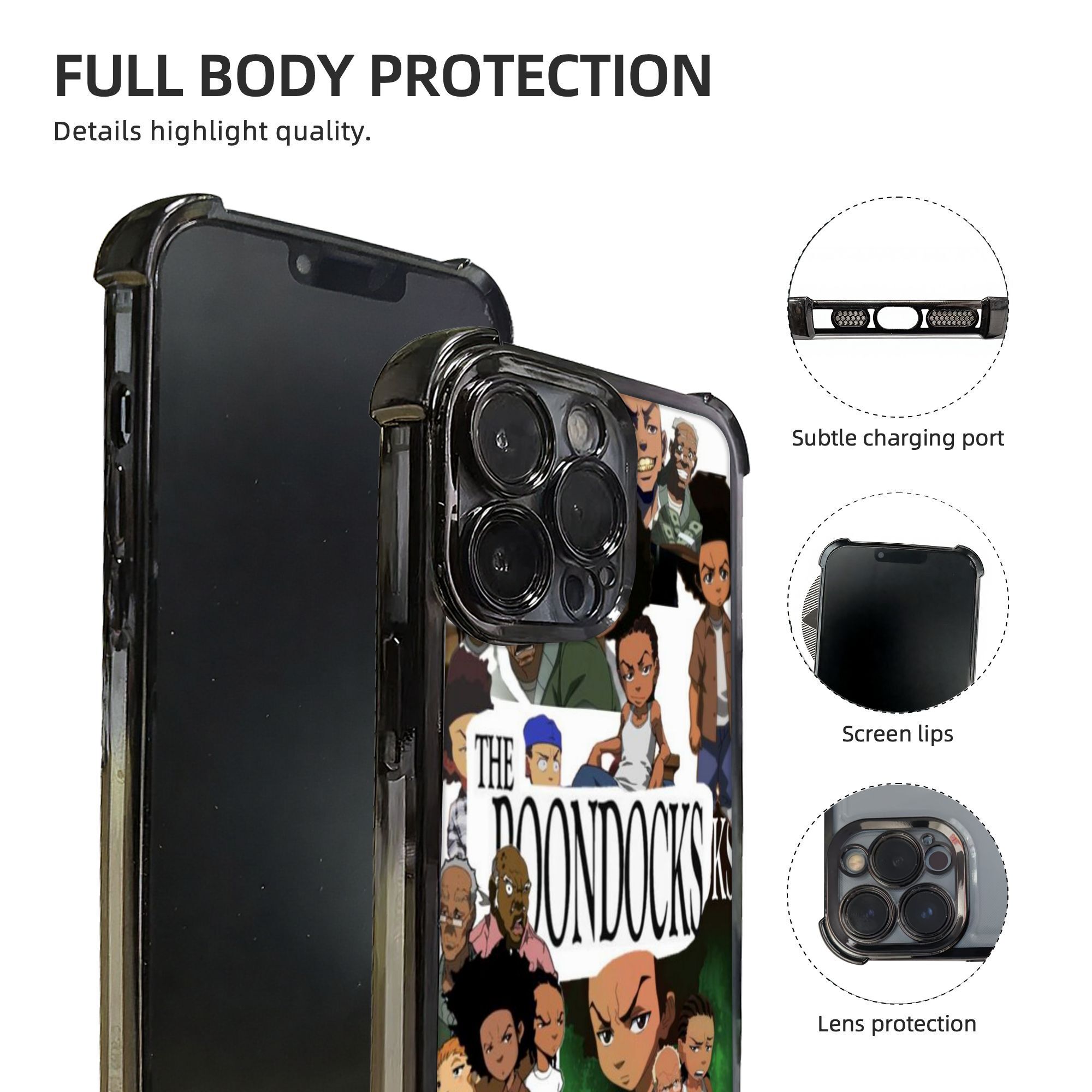 Phone Case, Casing - 1pc The Boondocks Phone Case with Electroplating Process, Phone Accessory Protective Cover Featuring Reinforced Cushioning And Collision Prevention, Compatible with iphone Models 17, 16, 15, 14, 13 Pro Max Accessories