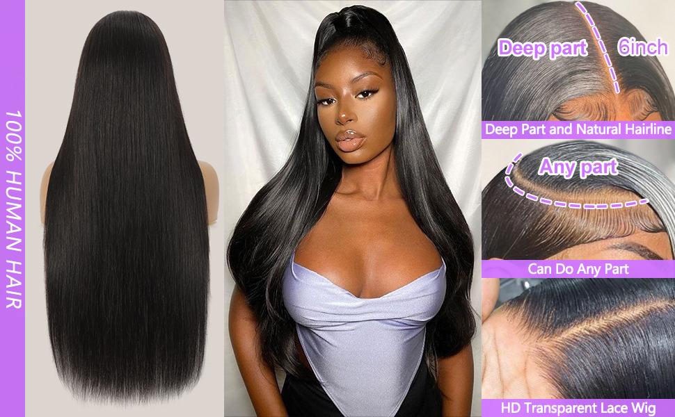 13x6 Lace Front Wigs Human Hair for Women 180 Density HD Transparent Straight Lace Front Wigs Lace Front Wig Human Hair Pre Plucked Glueless Lace Frontal Wigs Natural Black Color 13x6 Lace Front Wigs Human Hair for Women 180 Density HD Transparent Straight Lace Front Wigs Lace Front Wig Human Hair Pre Plucked Glueless Lace Frontal Wigs Natural Black Color