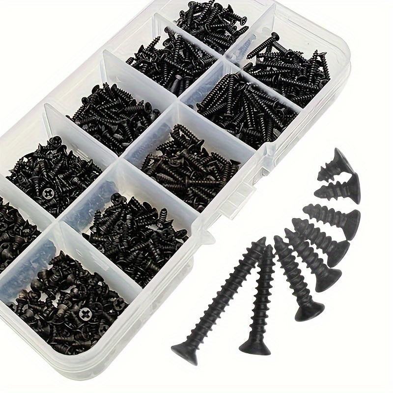 800pcs M2 Black Phillips Self Tapping Screw Assortment Kit, Locking Screws And Wood Screws, Self Drilling Screws