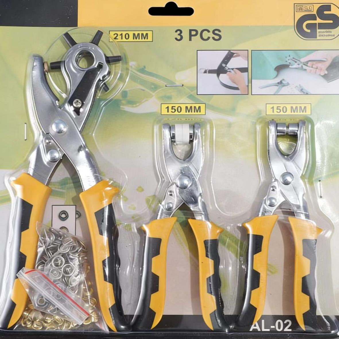 Punching Pliers Belt Hole Puncher Set, Three-Piece Chicken Eye Clamp Five-Claw Tool, Home Waistband Watch Band Punch Machine