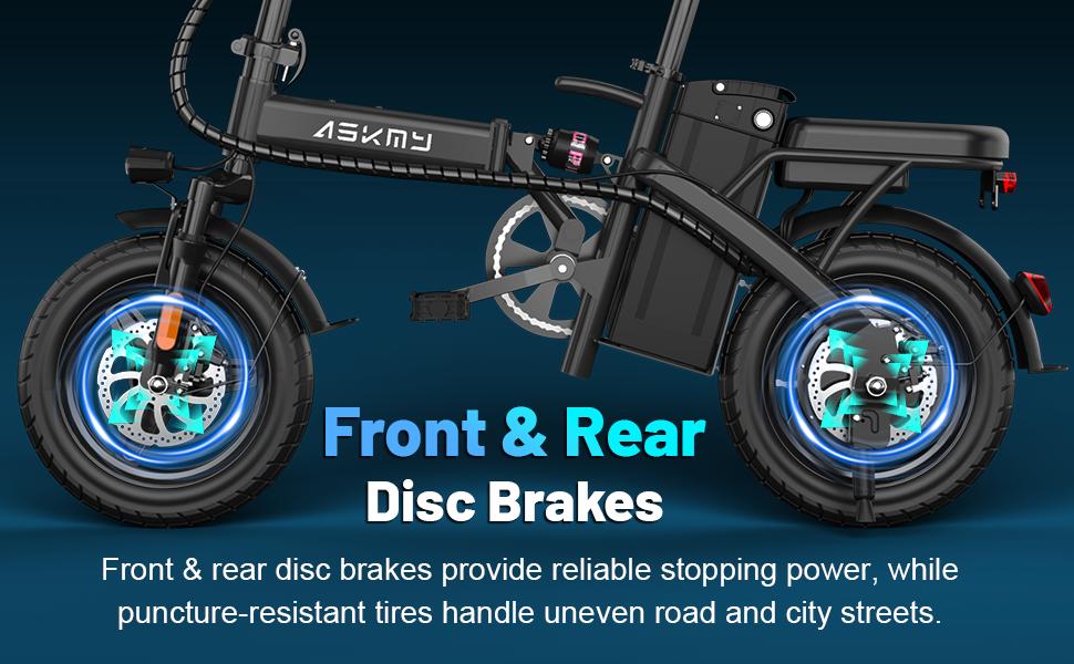 E14 Portable Folding E-Bike 1000W Peak Power, 45 Mile Range | 14" Small Wheel Design, Dual Disc Braking | UL2849 Certified, Puncture-Resistant Battery, 12-Month Warranty Commuting Scooter