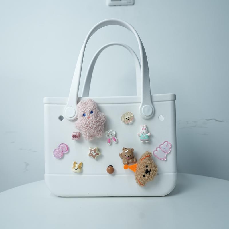 Classic Handheld Perforated Tote Bag with 2 Stylish Pre-Matched Accessories Set, Lunch Bag with Barbie Charms, Versatile, Lightweight & Fashionable for Everyday Use Carry