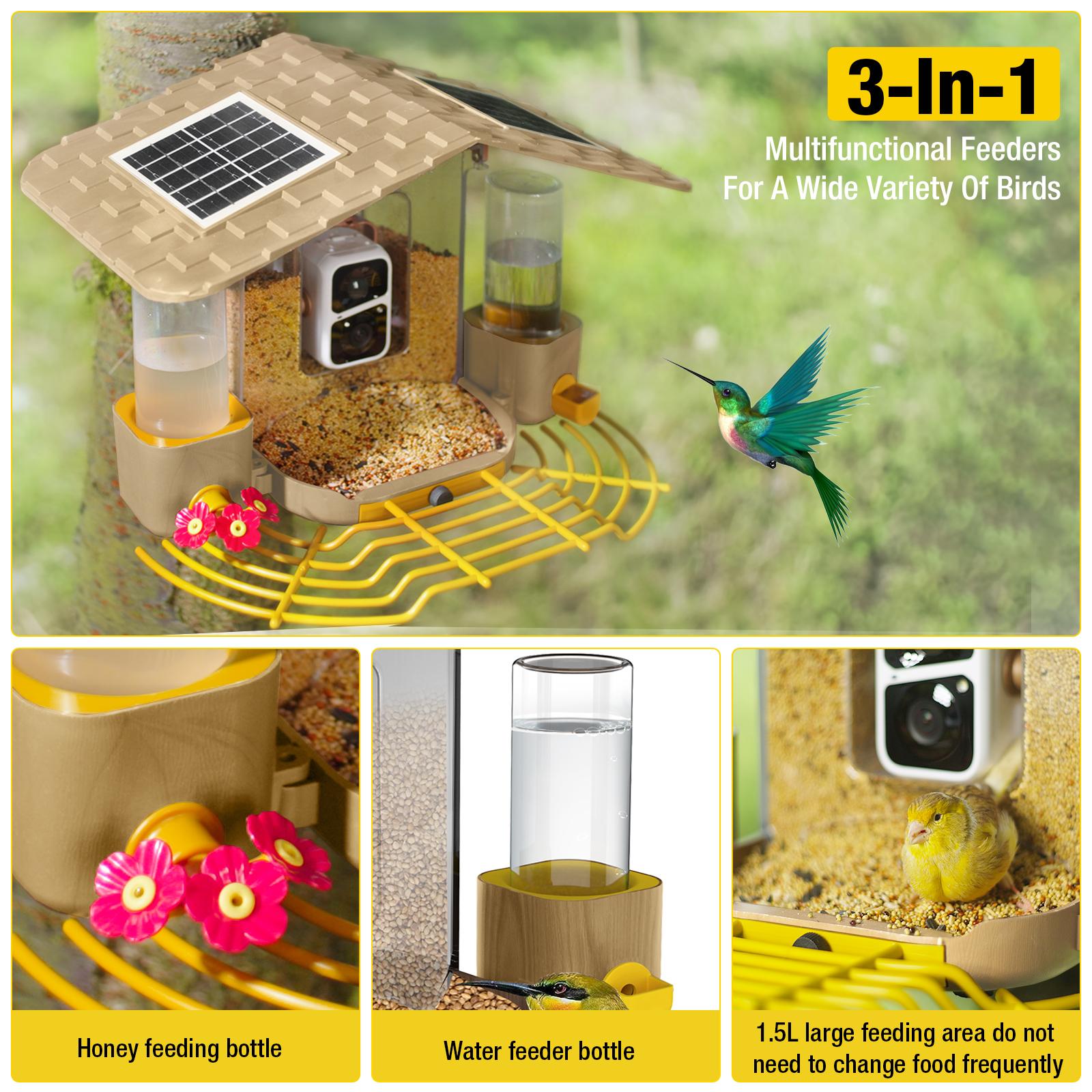 Aivituvin Smart Bird Feeder with Camera - 1080P HD, AI Bird Identification,Solar Powered, with IP65 Weatherproof-AIR106 Aivituvin Smart Bird Feeder with Camera - 1080P HD, AI Bird Identification,Solar Powered, with IP65 Weatherproof-AIR106
