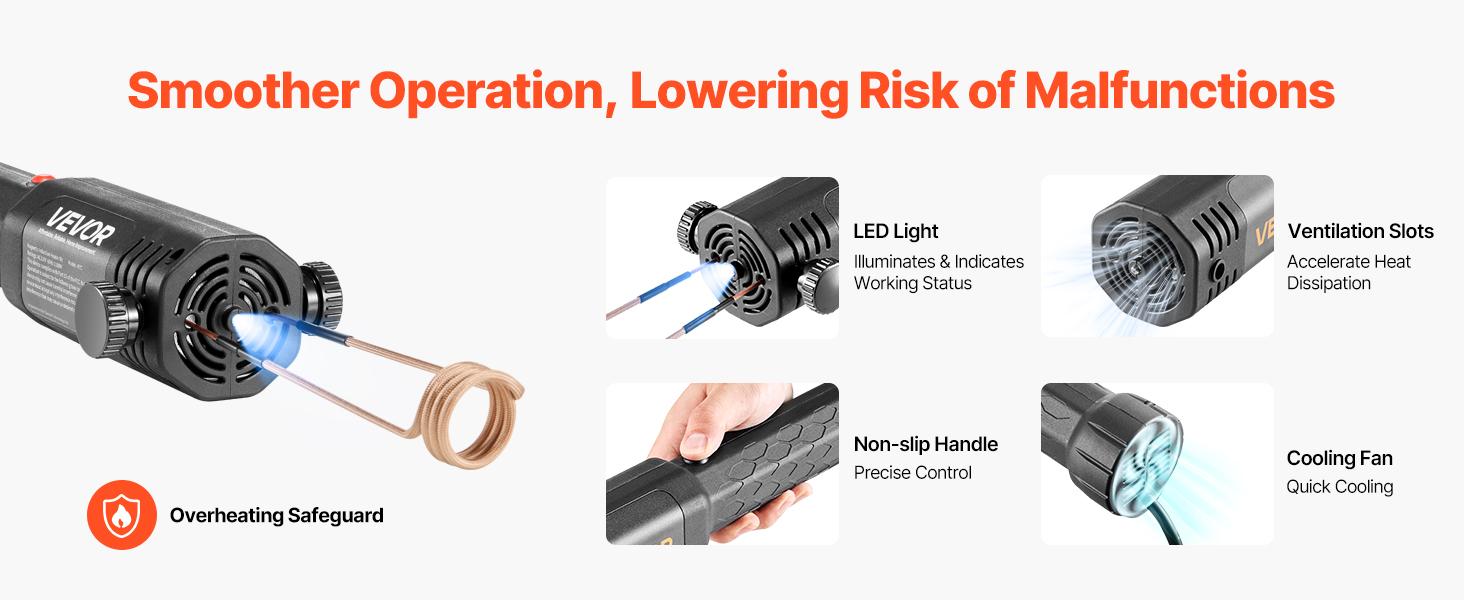 VEVOR Induction Heater Bolt Removal, 1100W 110V Magnetic Induction Heater Kit, Handheld Nut Buster Tool, Mini Heating Machine for Rusty Screw Removing, Car Garage Repairing Tools with 8 Coil and Box