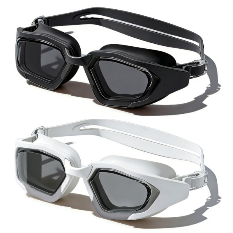 Adult Swim Goggles Set, Waterproof Anti-Fog High Clarity Silicone Swimsuits, Simple Style Pure Color Swimming Gear, Sports Equipment