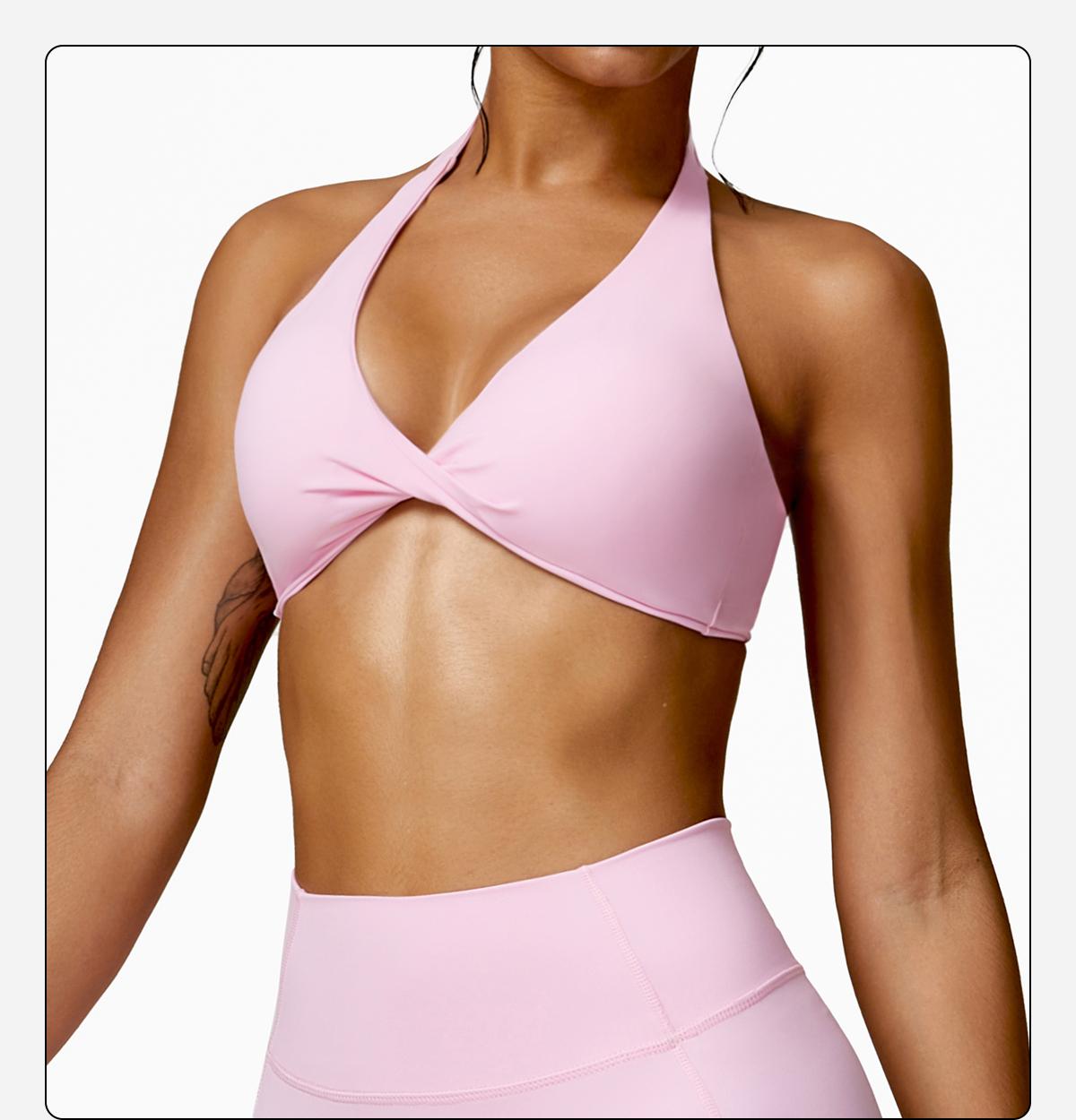 MFVIM Women's sports underwear, sexy hanging neck twist design sports underwear built-in bra pads, comfortable and skin-friendly, four seasons can wear, running gym workout sports underwear SpringStatements