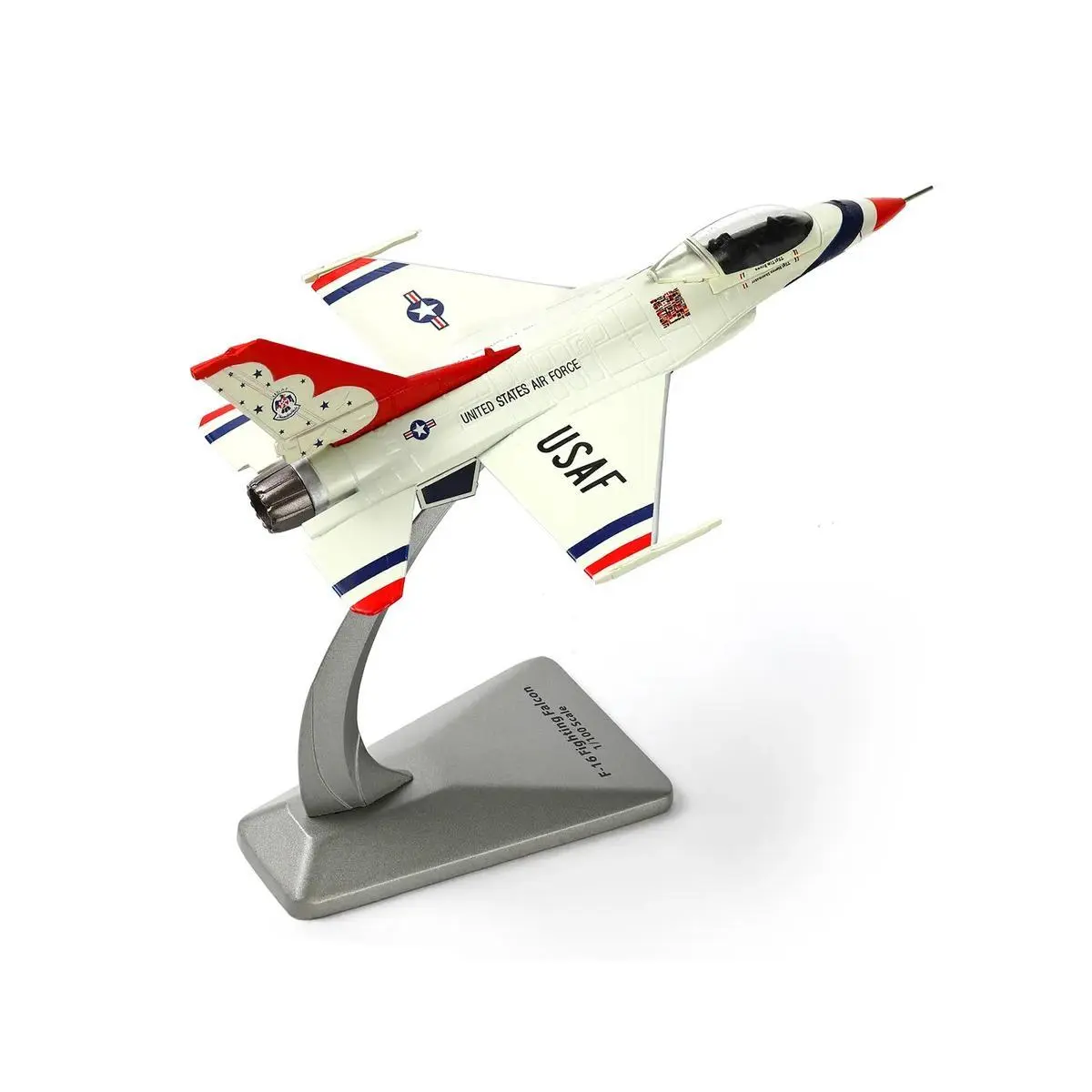 F-16C Thunderbirds Fighter 1:100 Metal Model, 1/100 Scale, Military Jet