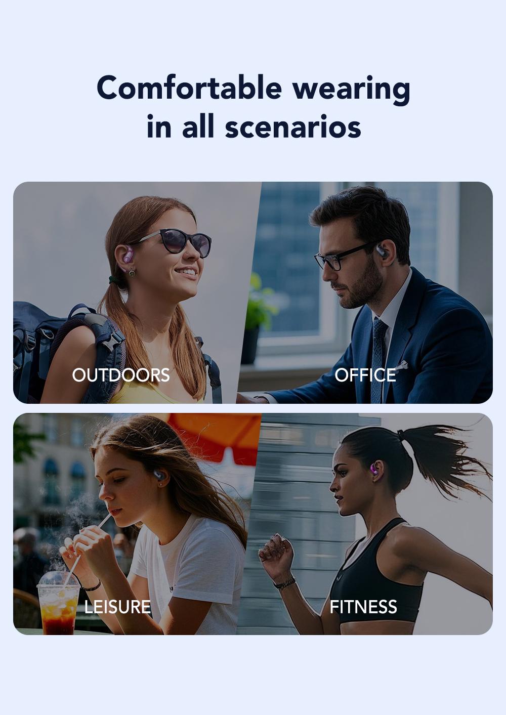 MINISO MS193 True Wireless OWS Open Ear Earphones Bluetooth 6.0 Headphones  Waterproof Over Ear Wireless Headset for Metting Electronic Audio& Video Earbuds