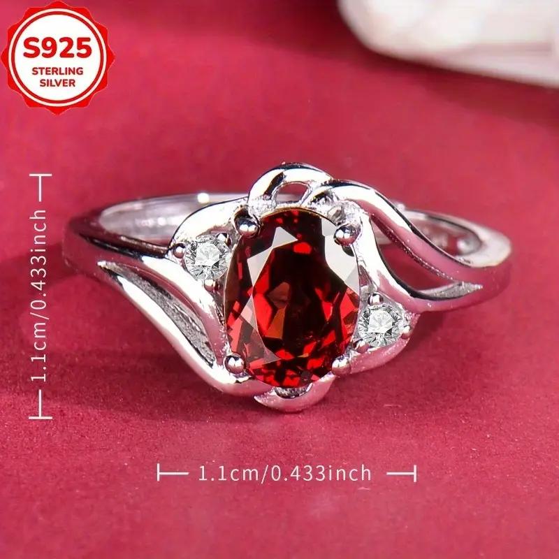 Luxurious ruby ring, elegant 925 sterling silver women's ring, adjustable opening ring size - perfect for mothers or couples, Christmas, Mother's Day gifts