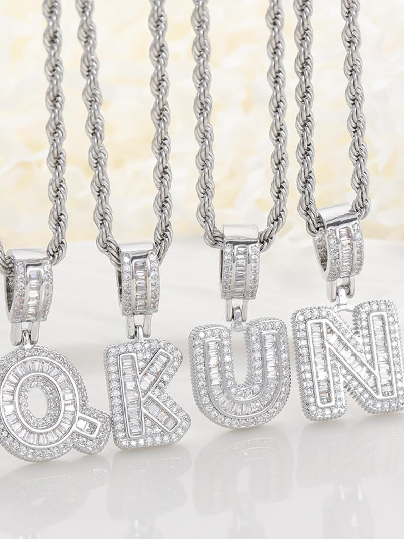Zircon letter pendant necklace, party fashion jewelry, everyday outfit accessory, trendy and versatile exquisite birthday gift jewelry, letter necklace, name initial necklace, daily jewelry match