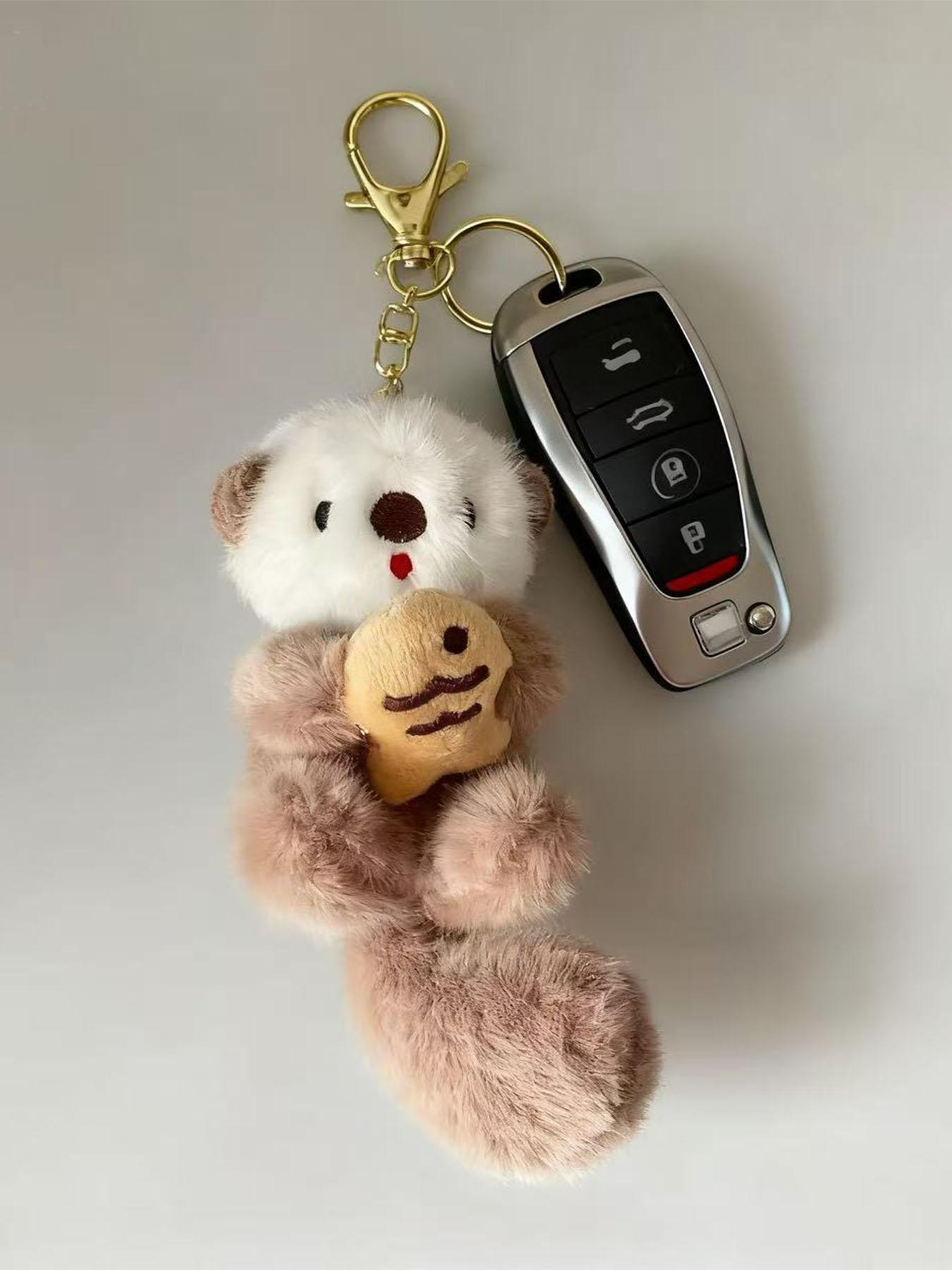 Cute Otter Fuzzy Keychain Pendant & Bag Accessories, Animal Lover Gift Idea, Perfect for Bags & Backpacks, Unique Design for Daily Use