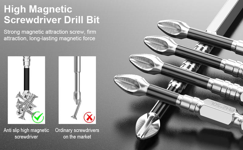 ADESKE Magnetic Screwdriver Bit Set – 9PCS Electric Drill Bits for Repair Use (25–150mm)