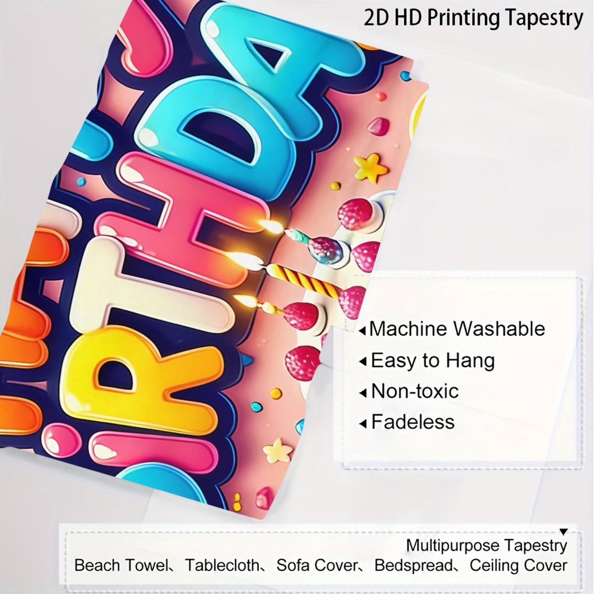 Joyful Birthday Party Theme Tapestry – Perfect Party Decor Gift ✨ Cake & Candy Print, Living Room Backdrop Decor, Maxes Out Birthday Gathering Vibe