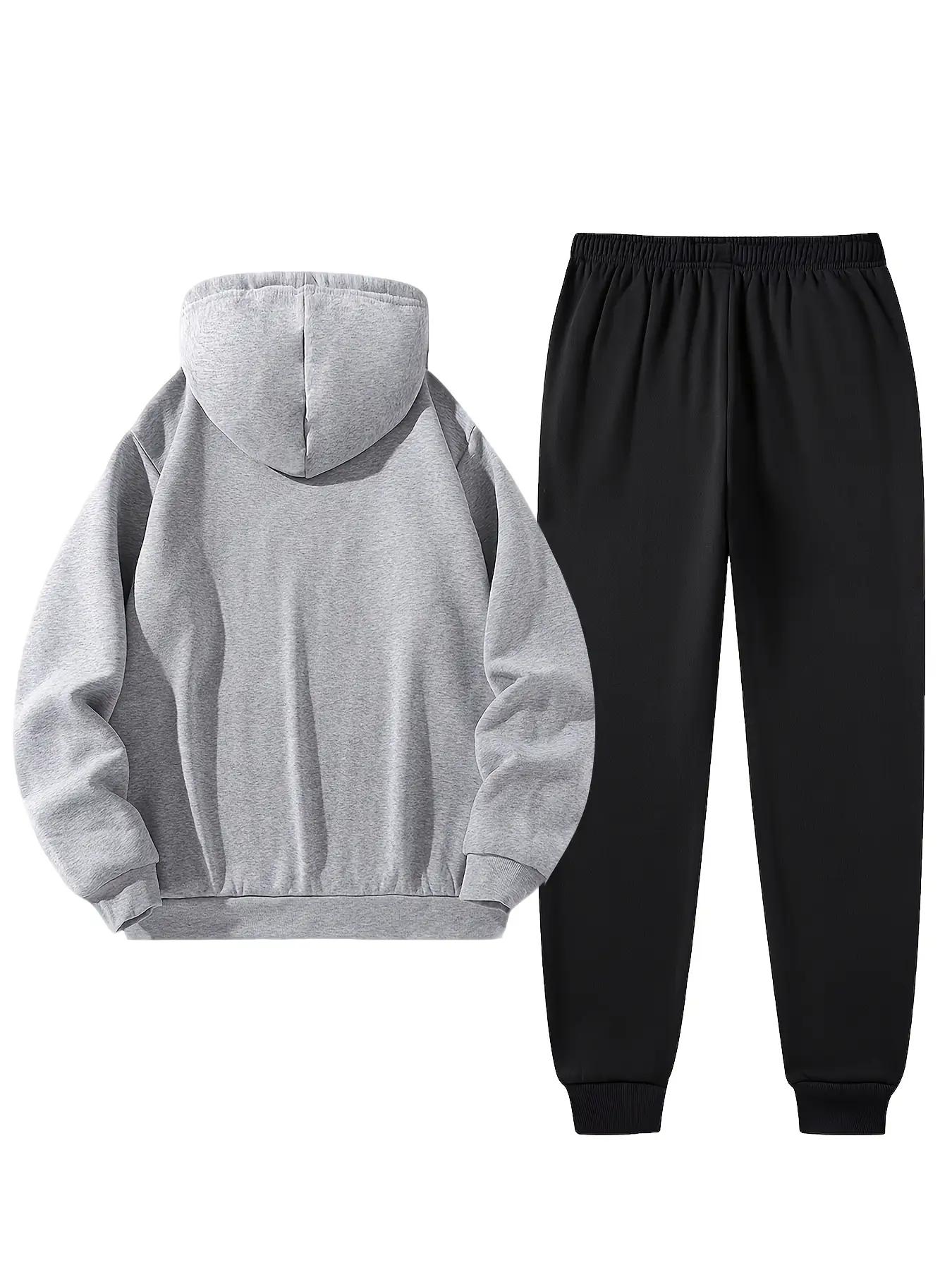 Men's autumn and winter set, including hooded sweatshirt, fashionable jacket, trendy American street style printed top and pants two-piece set Athletic Activewear Tracksuits Sportswear Athleisure Sweatsuit