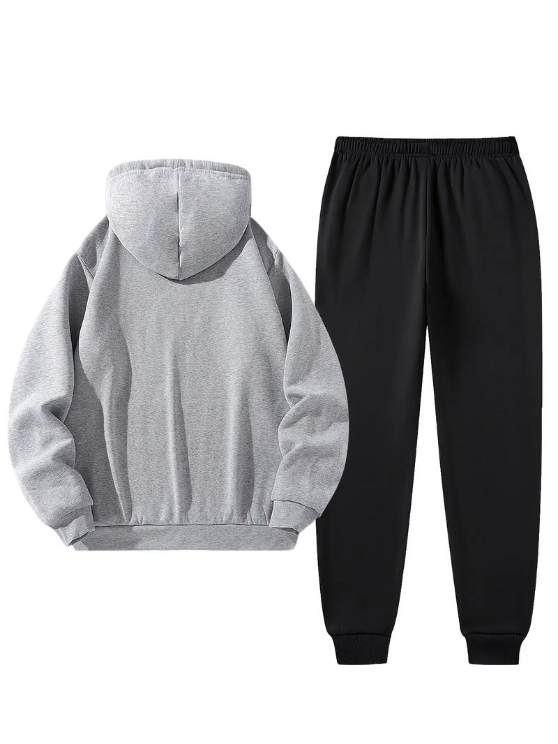 Men's autumn and winter set, including hooded sweatshirt, fashionable jacket, trendy American street style printed top and pants two-piece set Athletic Activewear Tracksuits Sportswear Athleisure Sweatsuit