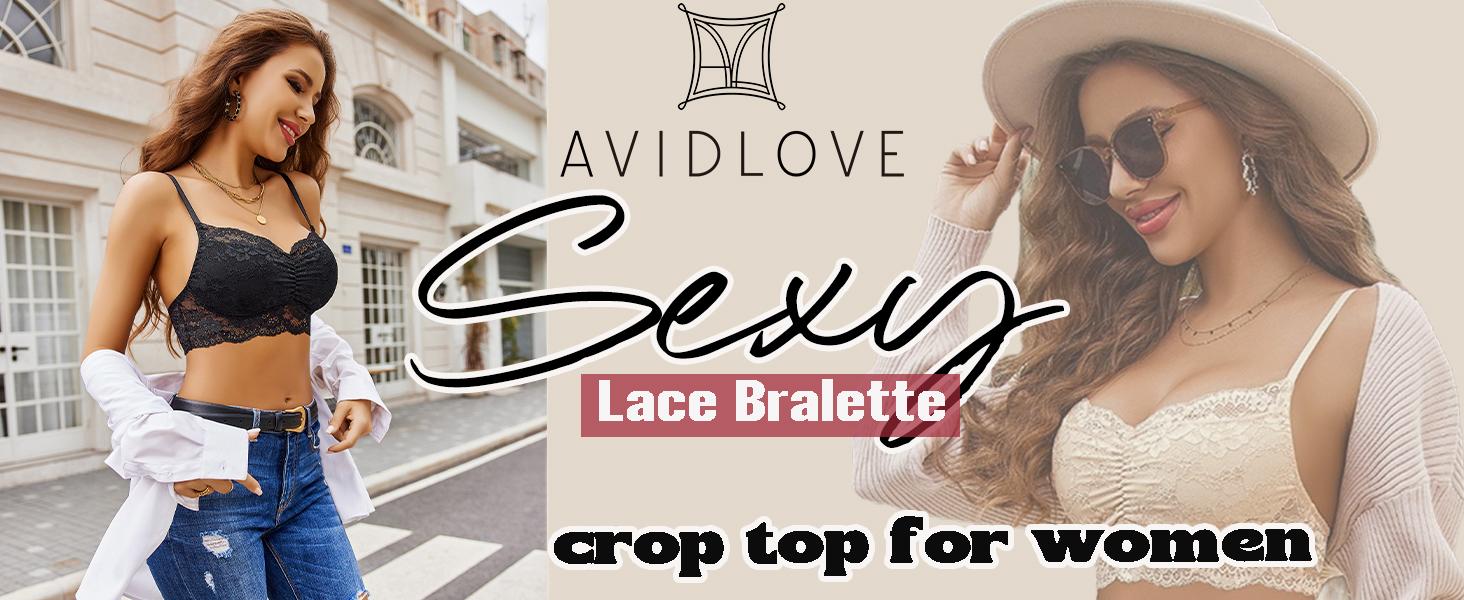 Avidlove Lace Bralette for Women V Neck Cami Tank Y2k Camisoles Adjustable Spaghetti Strap Crop Top Avidlove Lace Bralette for Women V Neck Cami Tank Y2k Camisoles Adjustable Spaghetti Strap Crop Top