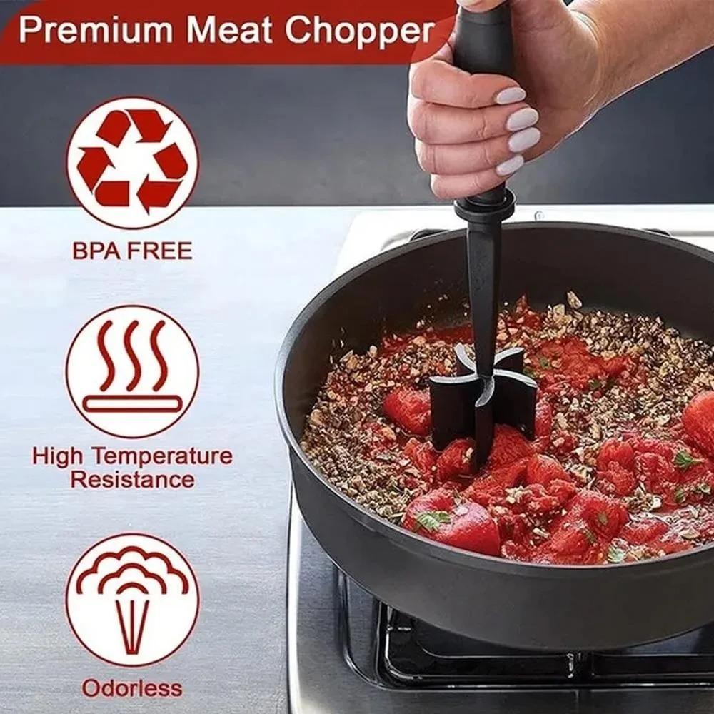High Heat Burger Masher & Meat Tenderizer: Non-Stick Food-Grade Coating, Heat-Resistant Handle. Ideal for Ground Beef, Turkey, and Mashed Potatoes. Your Essential Kitchen Prep Tool for Efficient Cooking. Kitchen Gadget