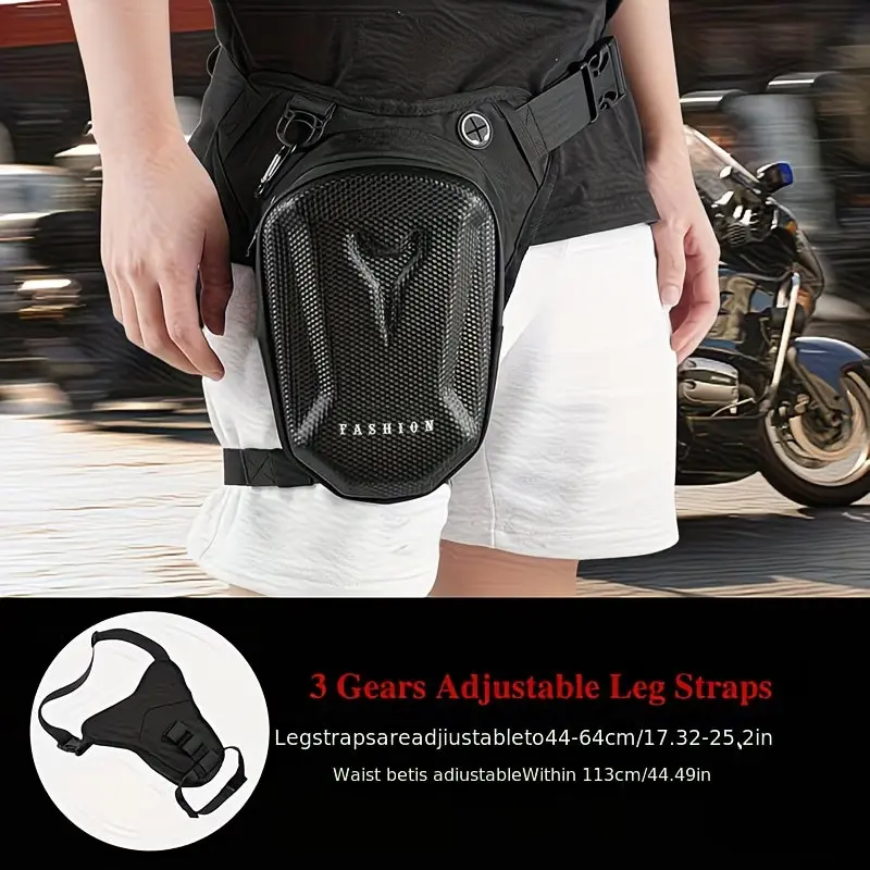 Men's Waterproof Motorcycle Leg Waist Bag - Oxford Cloth, Double Zipper Organizer Pouch, Adjustable Strap Secure Fit, Headphone Outlet, Durable for Off-Road Riding Wet Roads, Everyday Essential, Waterproof Bag