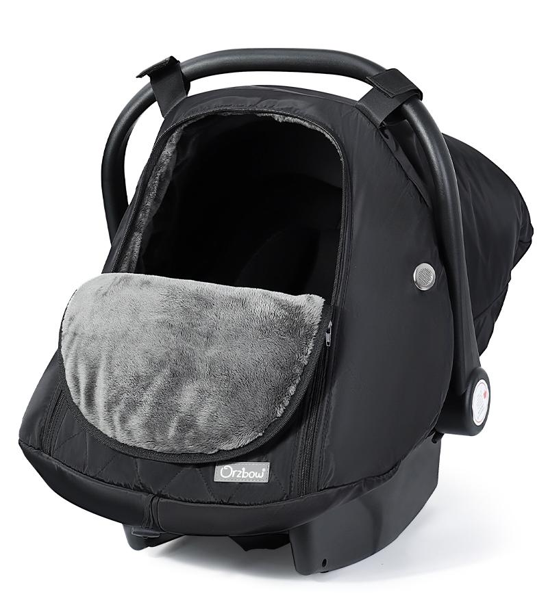 Orzbow Winter Baby Car Seat Cover with Front Zipper Door, Cold Weather Carseat Cover Canopy, Side Breathable, Rain, Snow, and Wind Proof