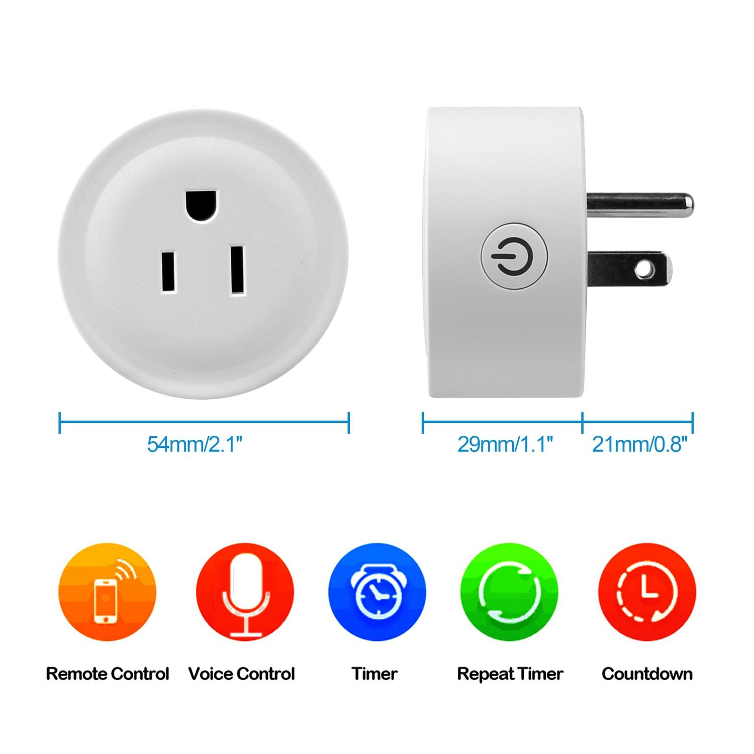 US Standard Wi-Fi Smart Plug Outlet - 100-240V 10A Max (1100W), APP Remote Control, Amazon Alexa & Google Voice Control, Countdown Timer, Energy Saving for Electronic Devices & Fan US Standard Wi-Fi Smart Plug Outlet - 100-240V 10A Max (1100W), APP Remote Control, Amazon Alexa & Google Voice Control, Countdown Timer, Energy Saving for Electronic Devices & Fan