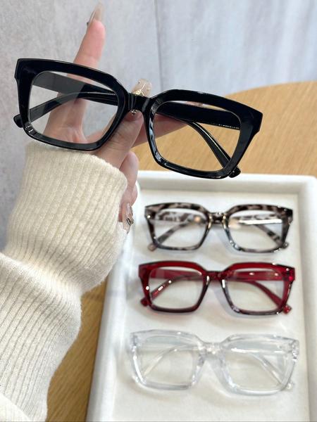 Unisex Non-Prescription Eyeglasses, Classic Rectangular Design, Perfect for Daily Use & Back-To-School Season, Street Photography, Square Eyed Glasses