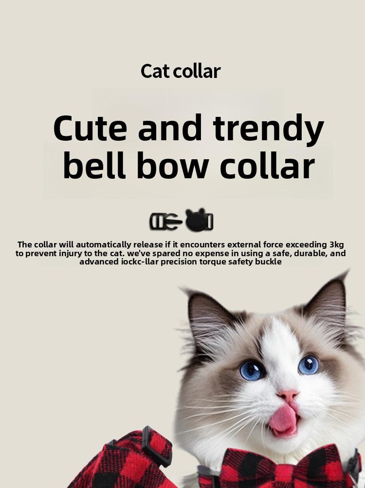 2-piece set of adjustable pet collars with bells, cute bow design pet collar with safety buckle, pet accessories for small dogs and cats
