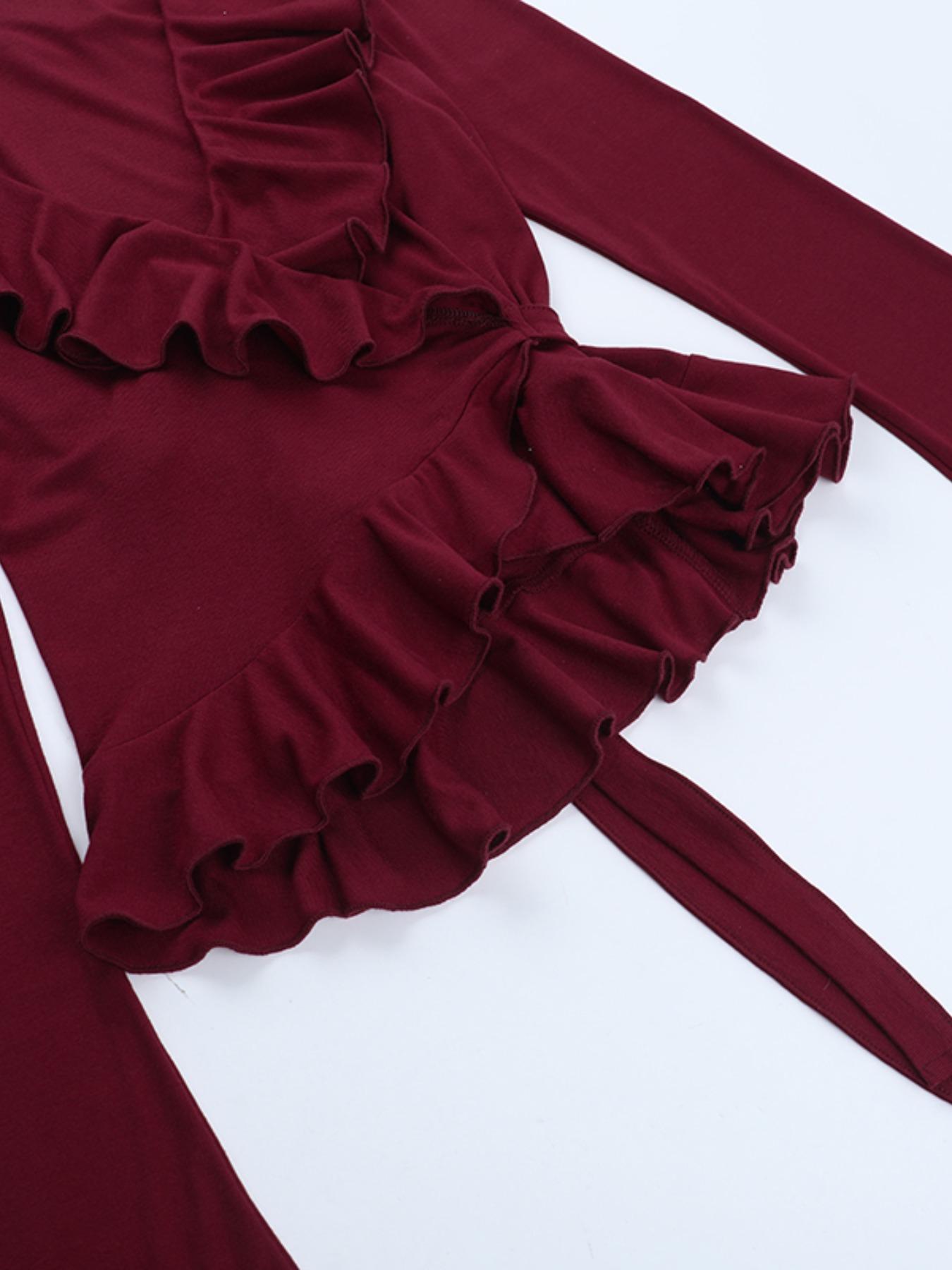 Elegant Ruffle Tie Long Sleeve Top, Women's Fashionable Blouse, Perfect for Casual and Formal Wear, Comfortable and Stylish