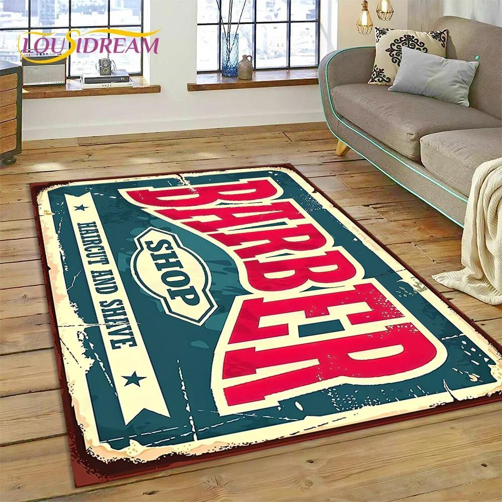 Vintage Barbershop Portrait Flannel Area Rug - Retro Hairstyle Salon Print Soft Mat for Barber Shop & Home, Non-Slip Man Cave Decor#BarbershopRug #VintagePortraitMat #RetroSalonDecor #ManCapeCarpet #NonSlipFlannelRug