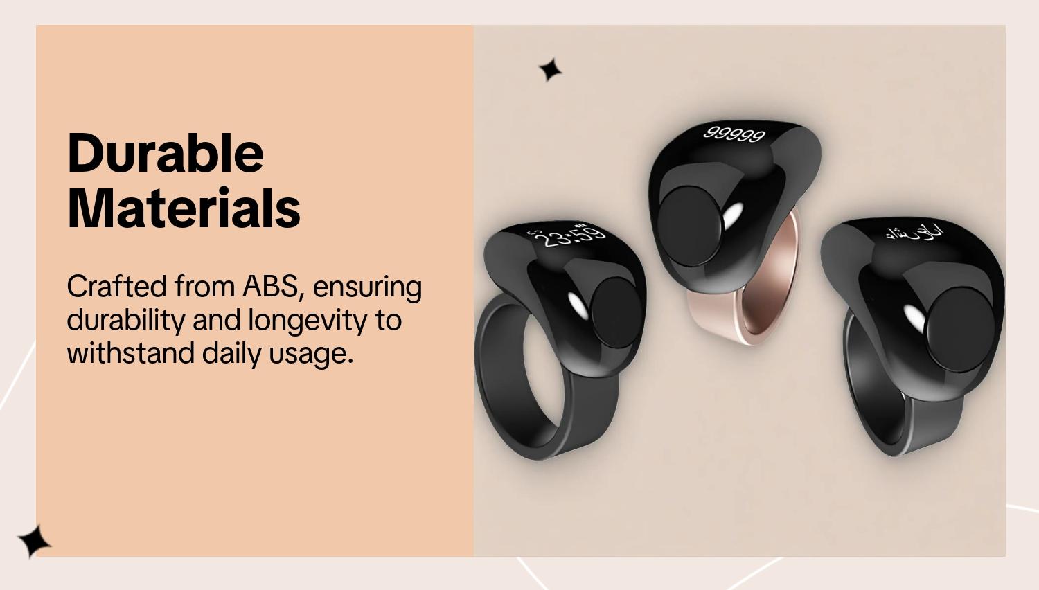 Smart Tasbih Prayer Beads Counter, 5 Times Azan Reminder, Oled Display, Ip67 Waterproof, Magnetic Charging, Size Options 18-20mm/20-22mm