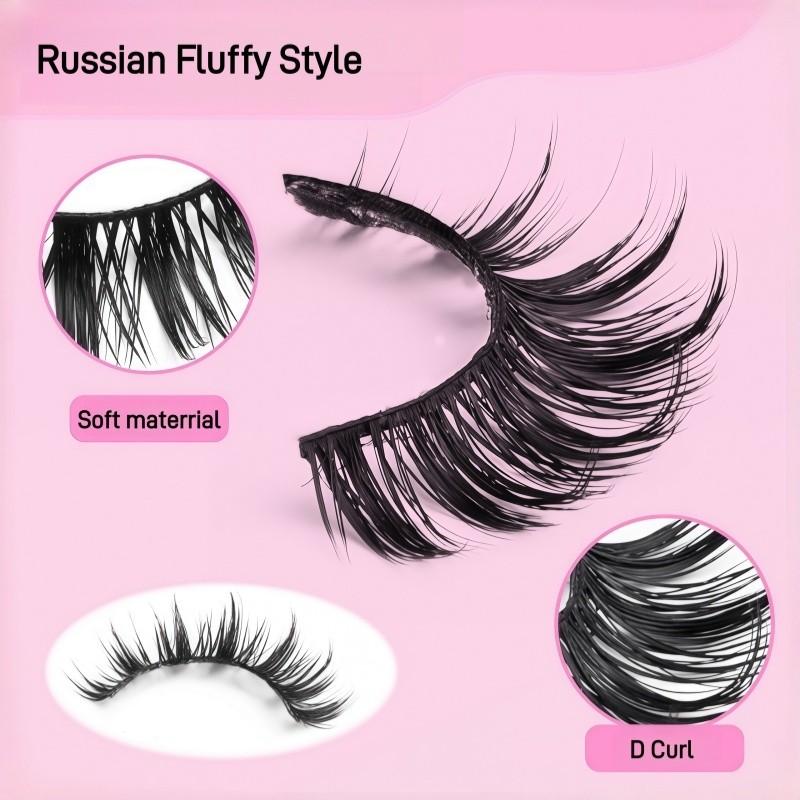 10 Pairs Russian Strip Lashes DD Curl Lashes 3D Eyelashes Reusable Fluffy False Lashes Russian Extensions