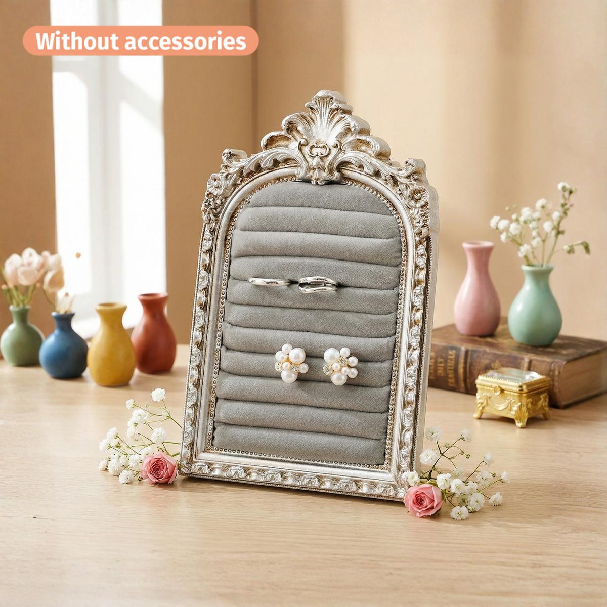 Vintage Silver Color European Style Decorative Jewelry Display Stand, Resin Material, Home Bathroom Decoration, Jewelry Organizer