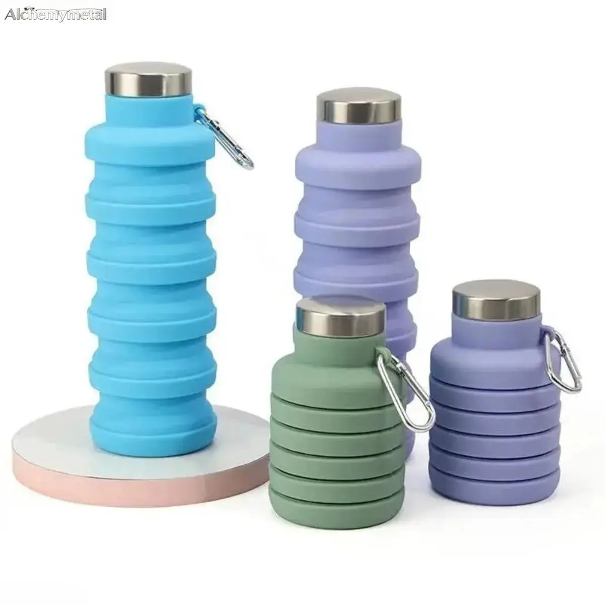 Collapsible Silicone Water Bottle, Leak-Proof Foldable Reusable Bottle with Carabiner, Portable Sports Water Bottle for Travel Gym Hiking Camping Cycling tiktokshopspringglowup,summervibes outdoorfun