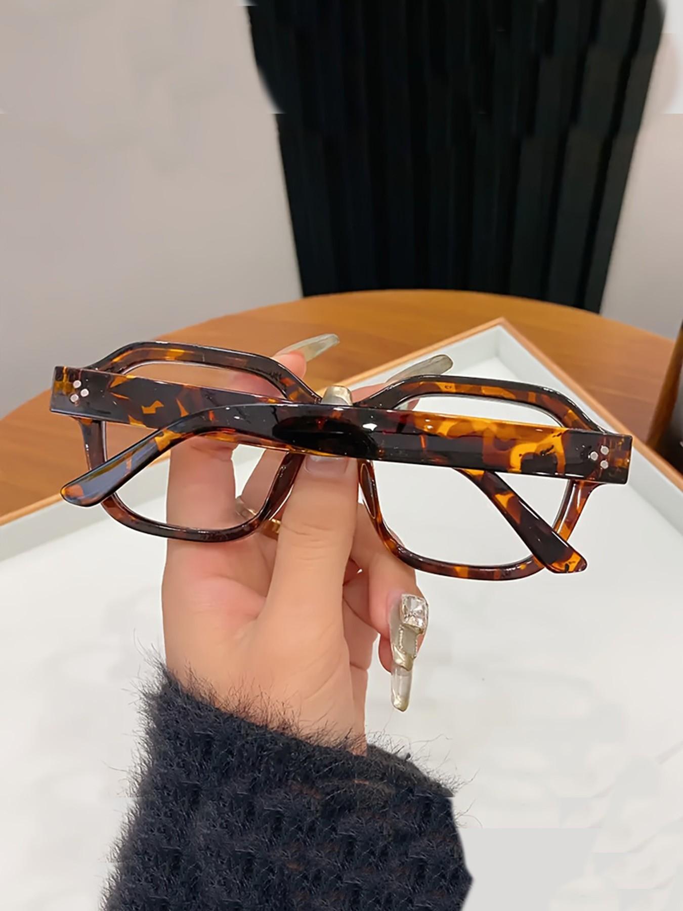 Unisex Square Frame Glasses, Blue Light Blocking Reading Glasses, Casual PC Material, All-Season Daily Use, Decorative Letters Pattern