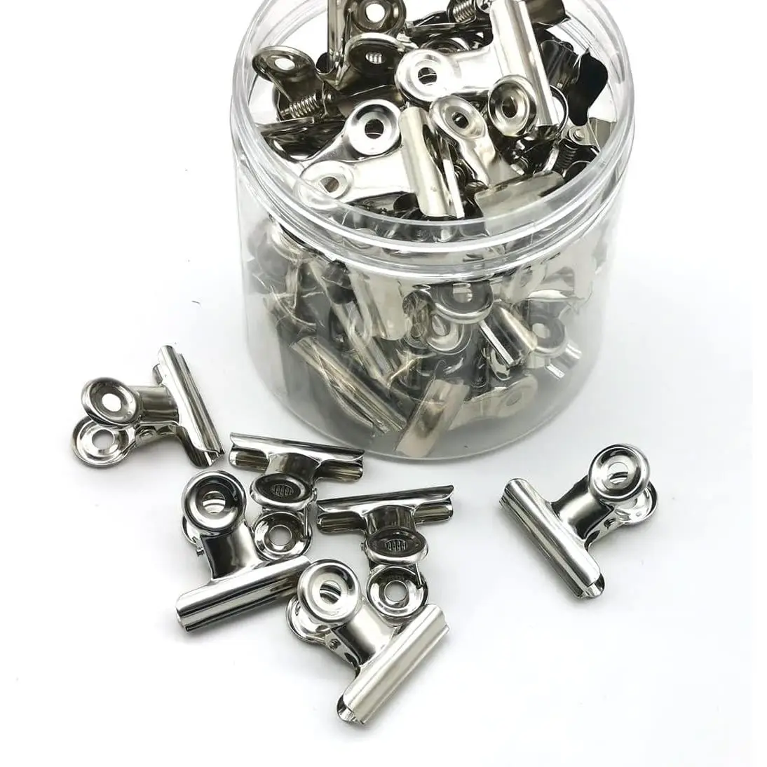 48 count Bulldog Clips  1.25 Inches,Mini Binder Clips,Metal Paper Clips with Transparent Storage Box,Hinge Clips for Crafts