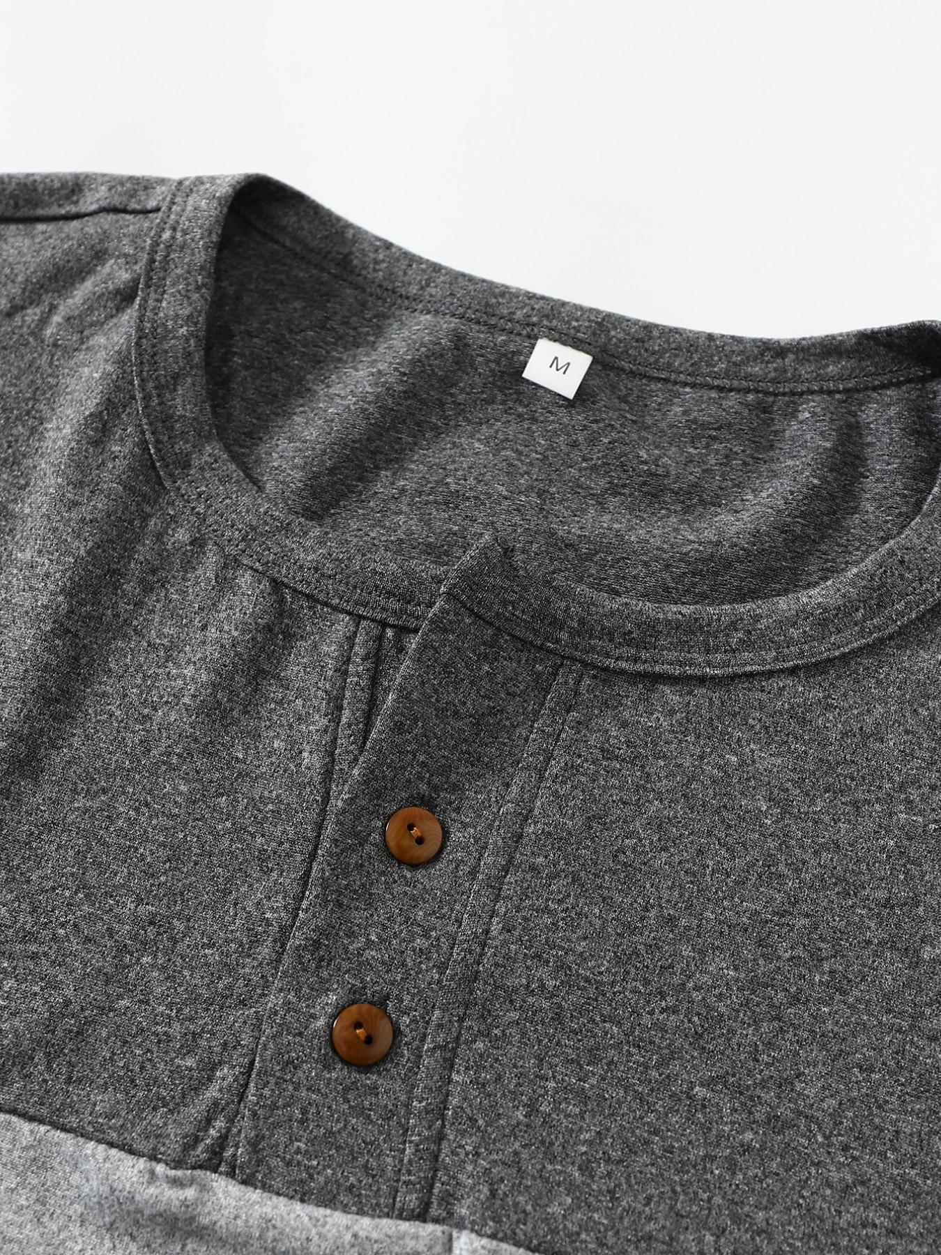 American Vintage Men's Henley Shirt, Three-Color Short Sleeve, Breathable Slim Fit, Gym Commute Dual Use, Men's Clothing