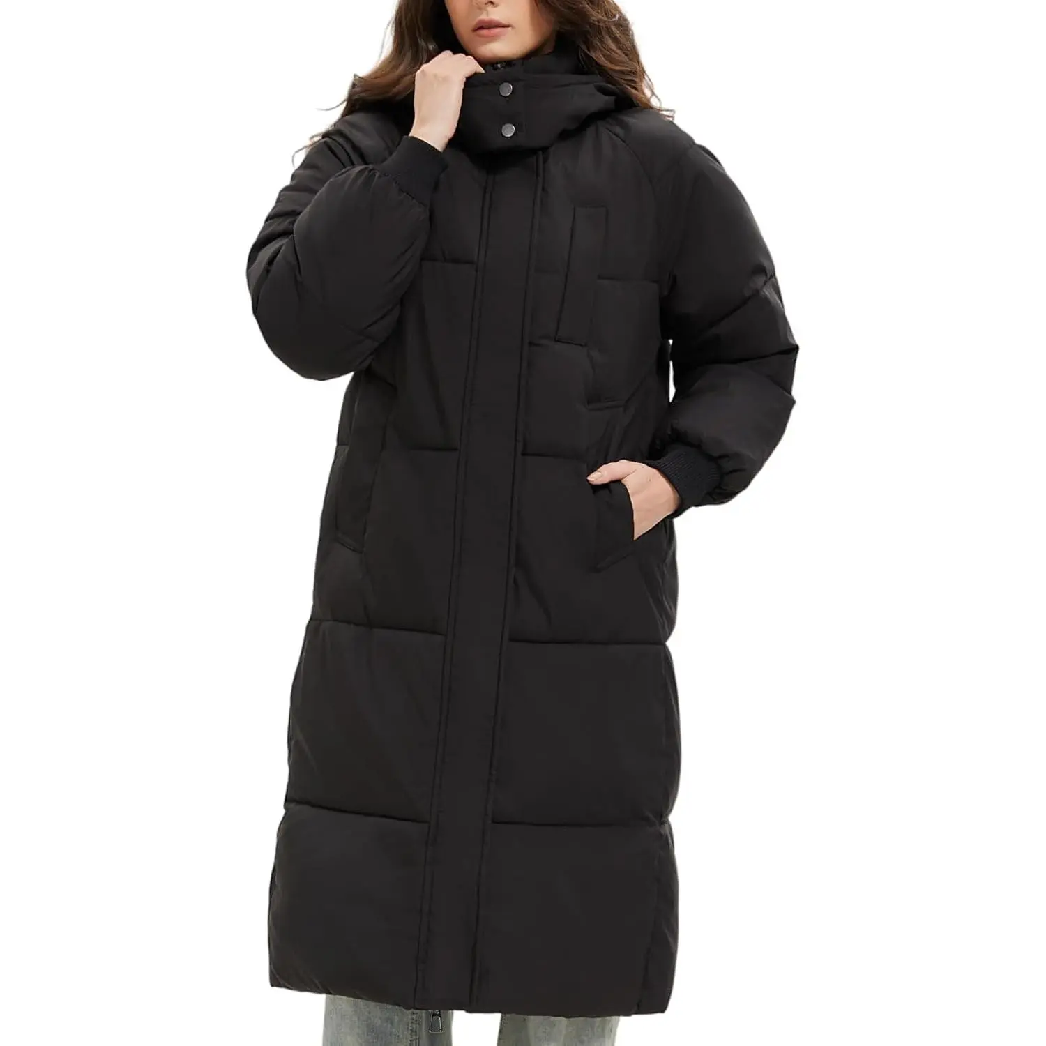 Long Puffer Jacket for Women,2024 Thickened Winter Coat Hooded with Deep Pockets, Ladies Warm Winter Jacket