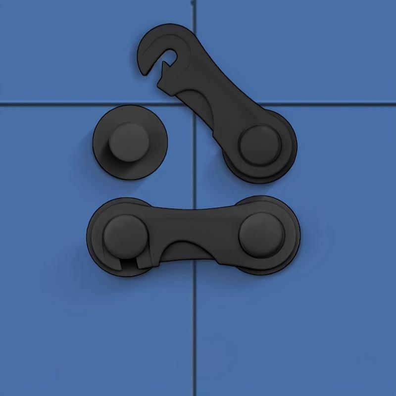 2pcs Multifunctional Industrial Science Safety Lock Safety Cabinet Drawer Door Buckle Home black Bathroom Refrigerator Lock, Freezer Lock