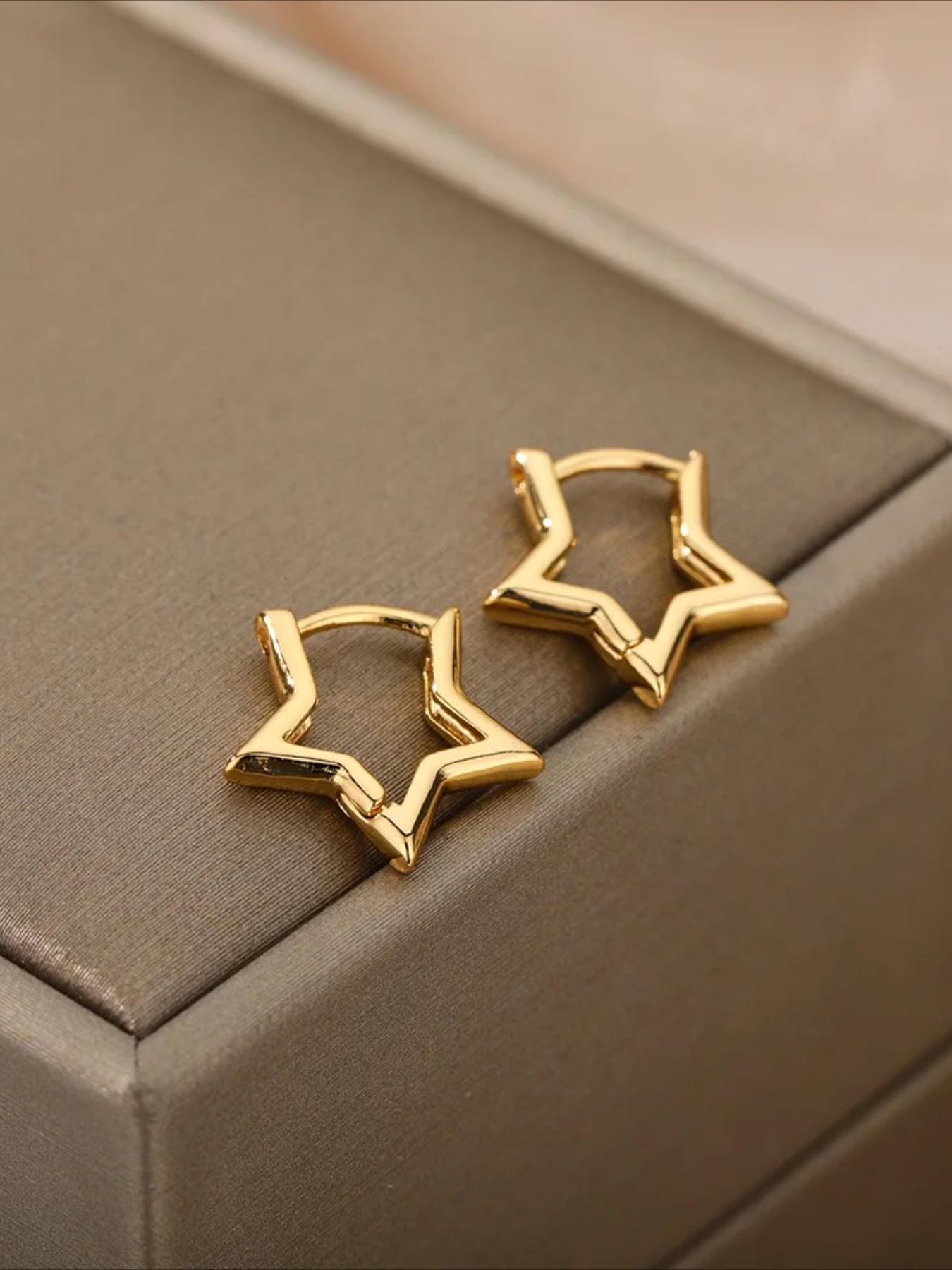 Fashion Simple Star Ear Cuffs, Fashionable Hoop Shape Earrings, Unique Design Women's Daily Commute Elegant Earrings, Versatile Jewelry for Everyday Wear, Hoops Shape Earrings