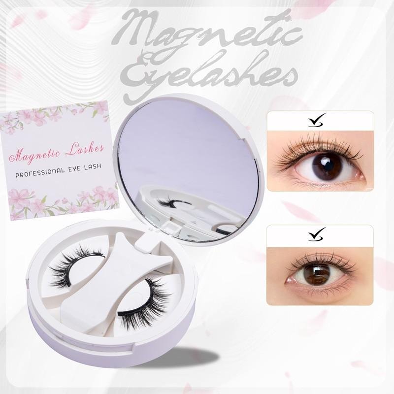 Magnetic False Eyelashes Set No Glue Needed Comfortable Soft Stem Natural Look Easy Wear Strong Magnet Reusable 1 Pair