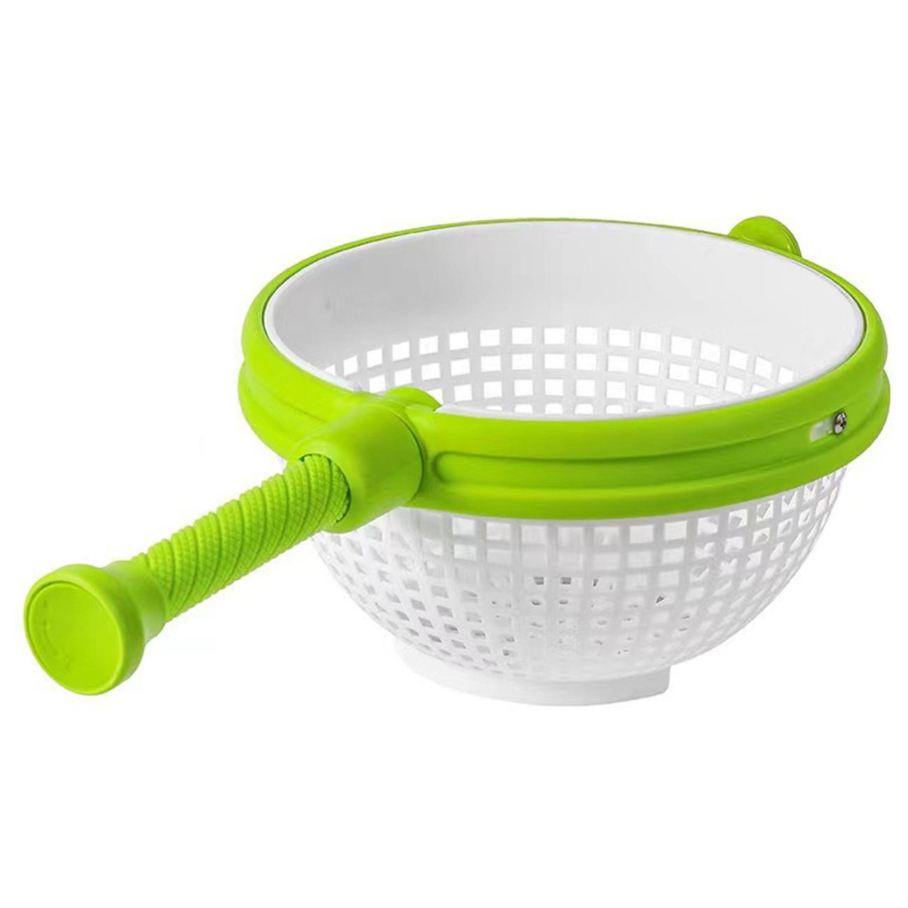 Salad spin dryer, kitchen vegetable cleaner centrifugal water-draining basket, rotating draining basket. Household vegetable and fruit salad spin cleaning, two-in-one easy-to-use and foldable salad spinner and filter strainer.