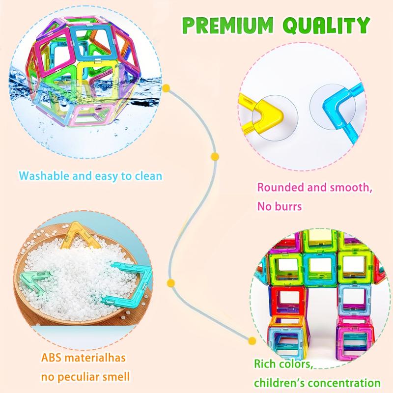 Large Magnetic Building Blocks Set, Creative DIY Construction Toy, Enhance Hand-Eye Coordination, Colorful, Perfect for Kids' Holidays Birthdays, Magnetic Building Tiles