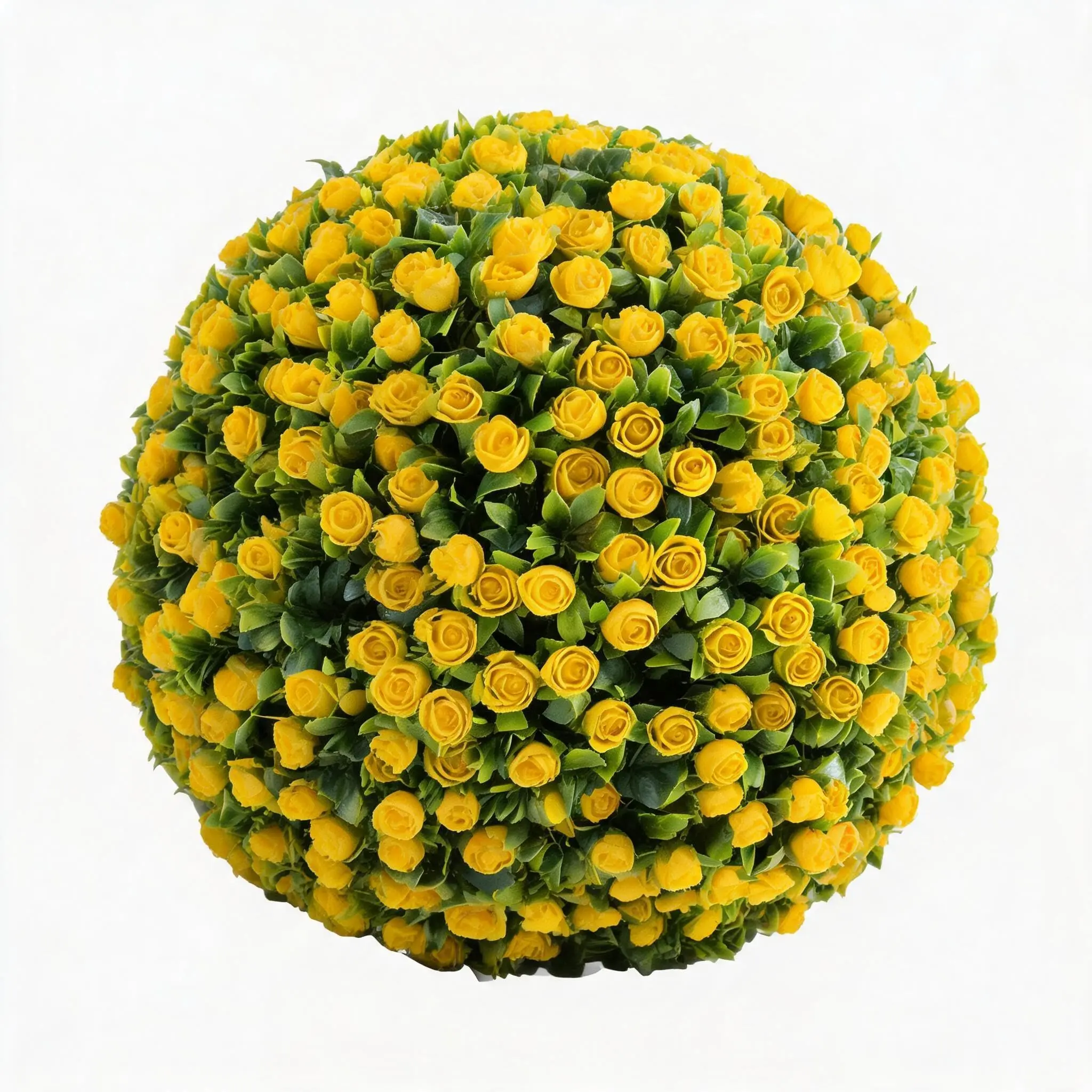 GARVEE Artificial Boxwood Topiary Balls with Roses - UV Resistant, Realistic Garden and Event Decor - Indoor and Outdoor Use - Set of 2, 45 cm Diameter, Yellow